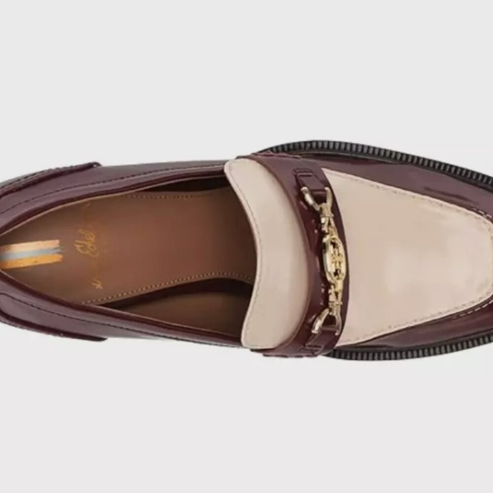 Sam Edelman Quincy Block Heel Loafer MSRP$190 CHIC & COMFORTABLE in Syrah/Ivory - Picture 9 of 13